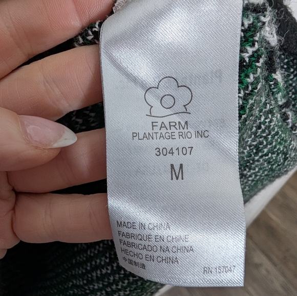 FARM Rio Mystic Scarf Sweater Dress | Green Black Intarsia | M - Picture 4 of 6